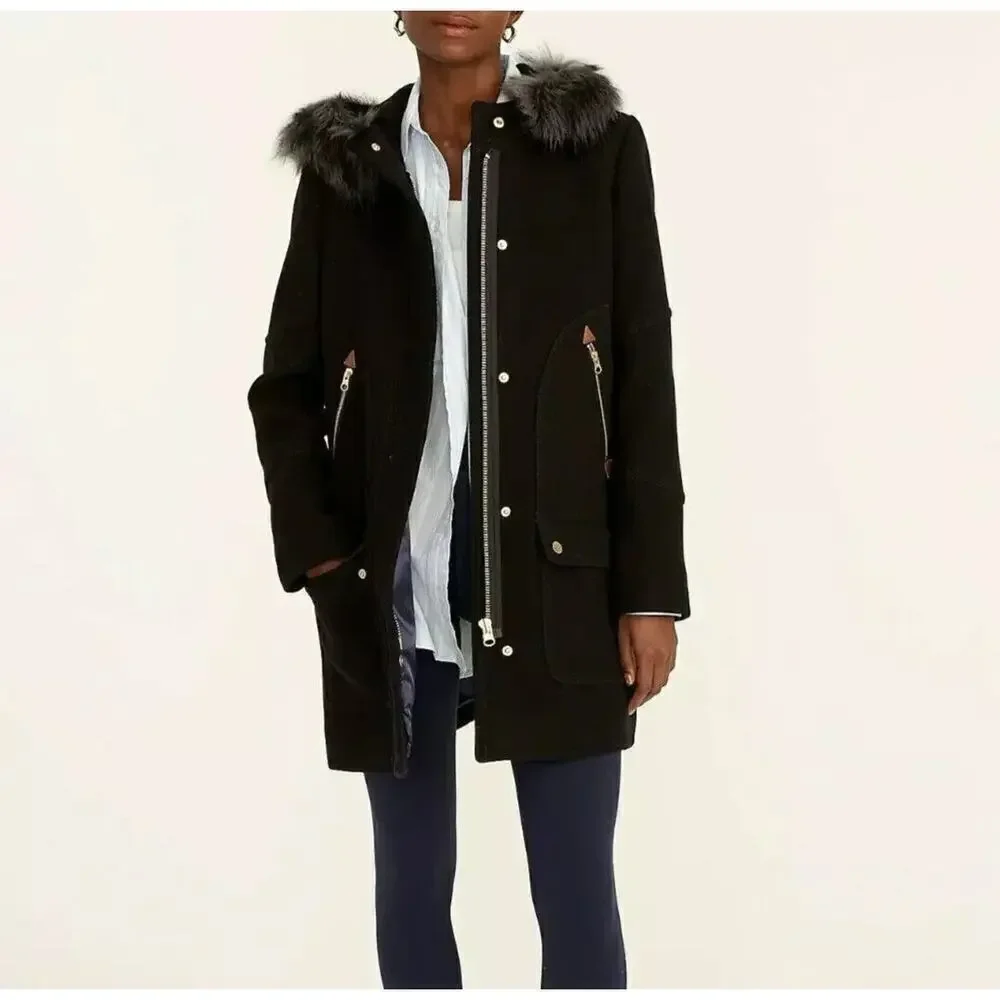 J. Crew Chateau Parka in Italian Stadium-Cloth Black 2 - Picture 2 of 12